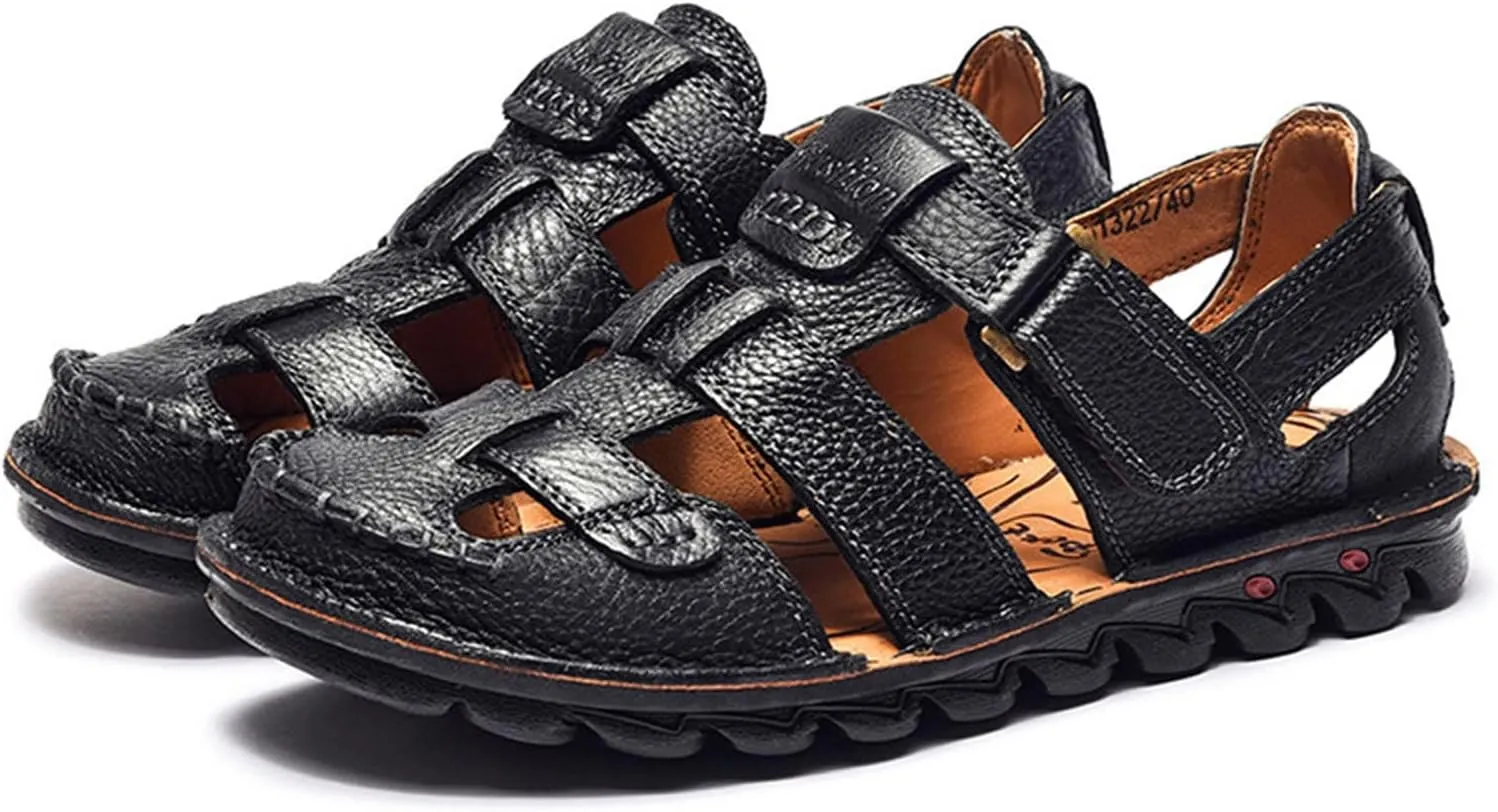Closed Toe Sandals for Men Fashion Solid Color Soft Sandal Comfortable Hiking Beach Walking Summer Shoes