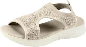 Comfortable Wedge Sandals for Women Dressy Open Toe Slide Flats Summer Shoes Beach Platforms Casual Dress Sandal B-White