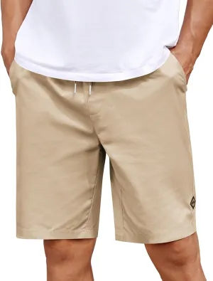 COOFANDY Mens Casual Shorts Cotton Elastic Drawstring Shorts Summer Beach Chino Shorts