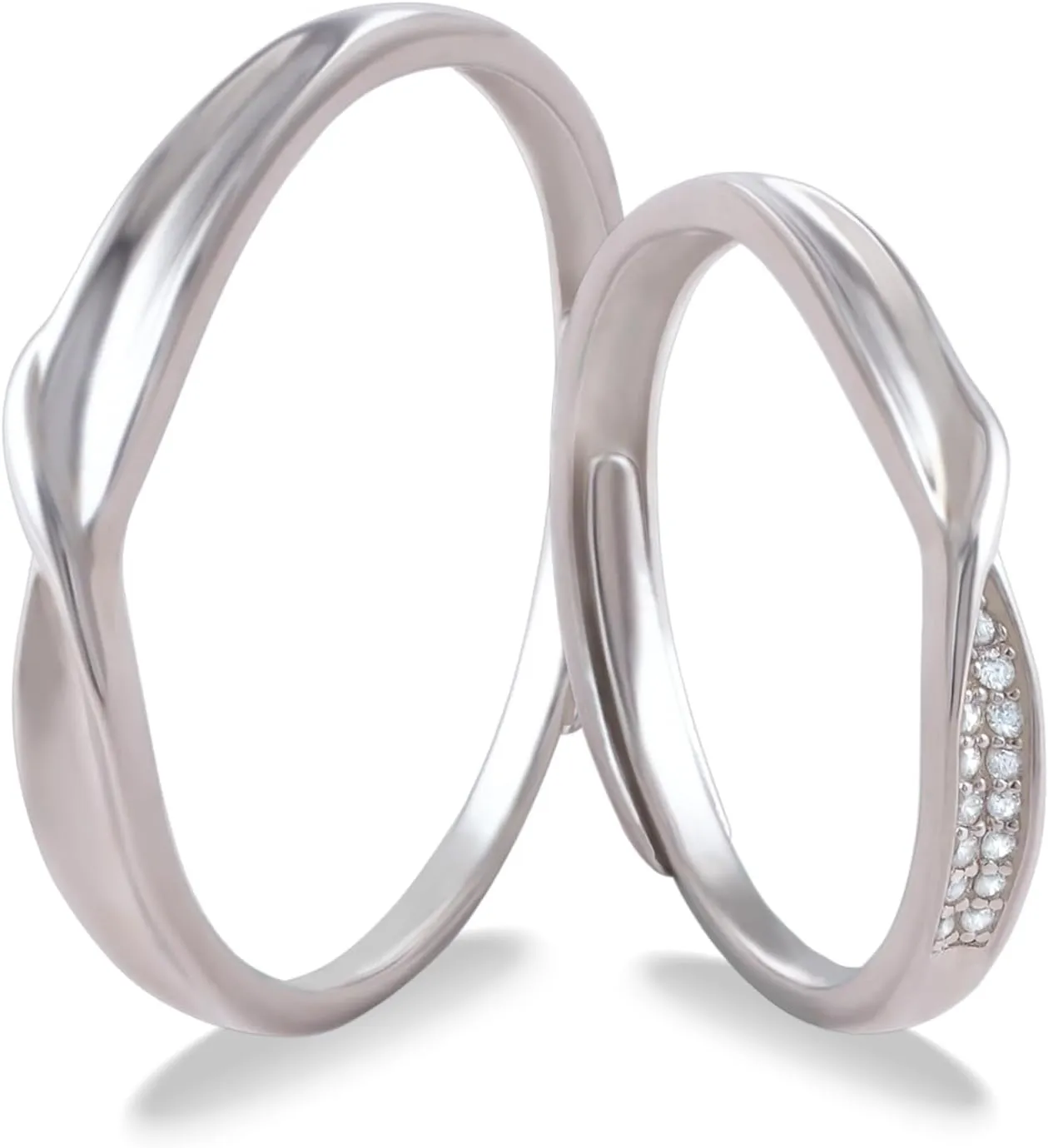 Couple Matching Rings 2PCS Knot Ring Promise Rings for Men and Women 925 Silver Rings Size Adjustable for Wedding Anniversary Jewelry Gifts