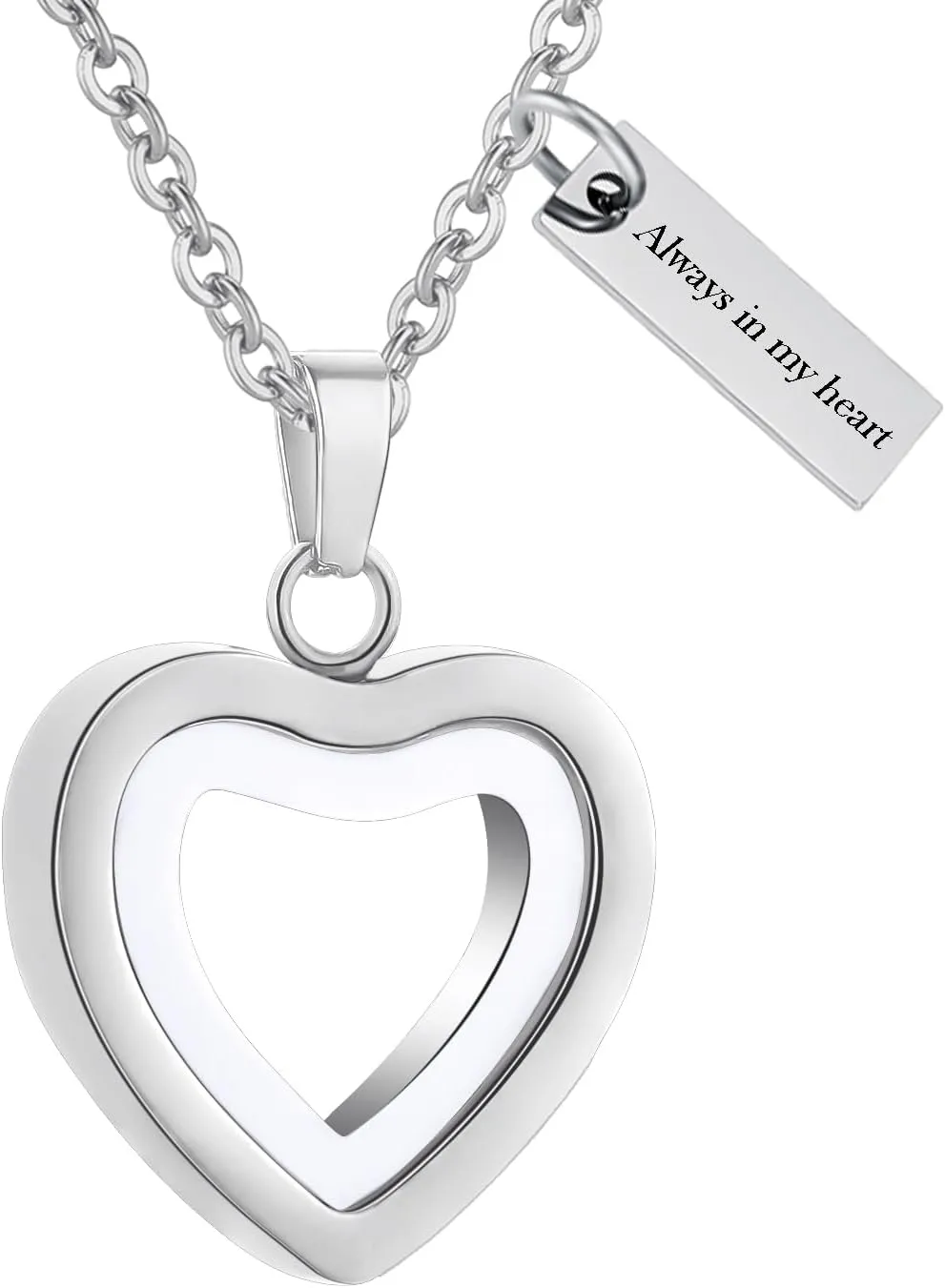Customize Urn Necklaces For Ashes - Glass Heart Cremation Stainless Steel Memorial Ash Pendant Keepsake Jewelry Cremation Jewelry for Women Personalized Necklaces Engraved Names Jewelry
