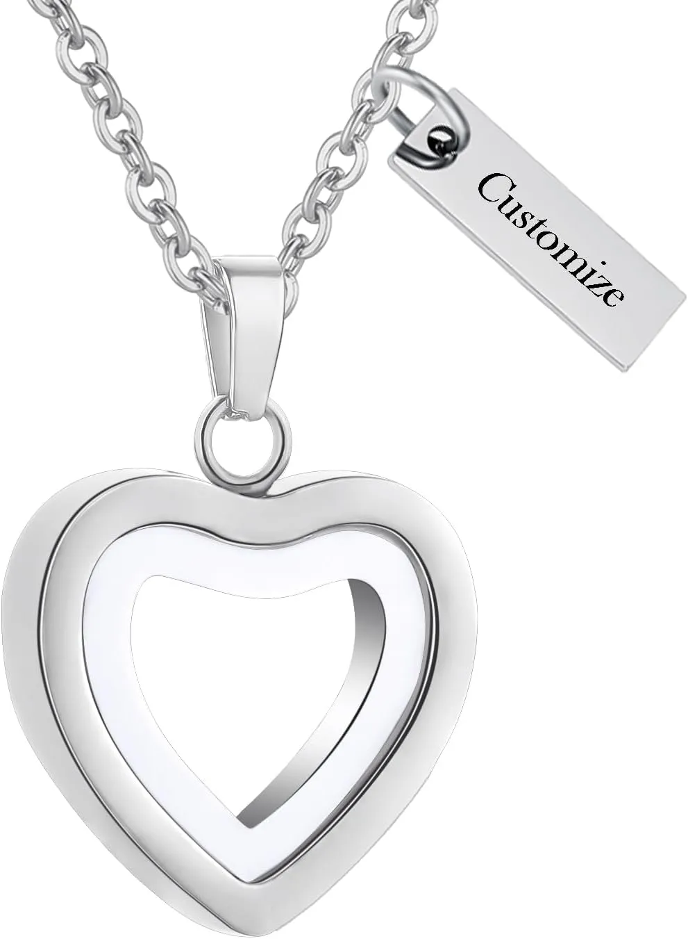 Customize Urn Necklaces For Ashes - Glass Heart Cremation Stainless Steel Memorial Ash Pendant Keepsake Jewelry Cremation Jewelry for Women Personalized Necklaces Engraved Names Jewelry