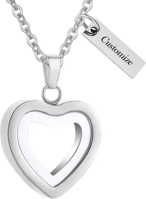 Customize Urn Necklaces For Ashes - Glass Heart Cremation Stainless Steel Memorial Ash Pendant Keepsake Jewelry Cremation Jewelry for Women Personalized Necklaces Engraved Names Jewelry