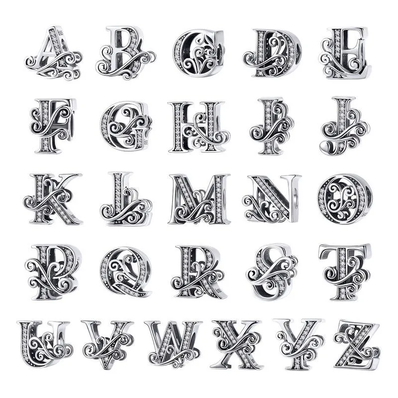 Diy Beaded Bracelet With Zircon Beads 26 Letters Style - A