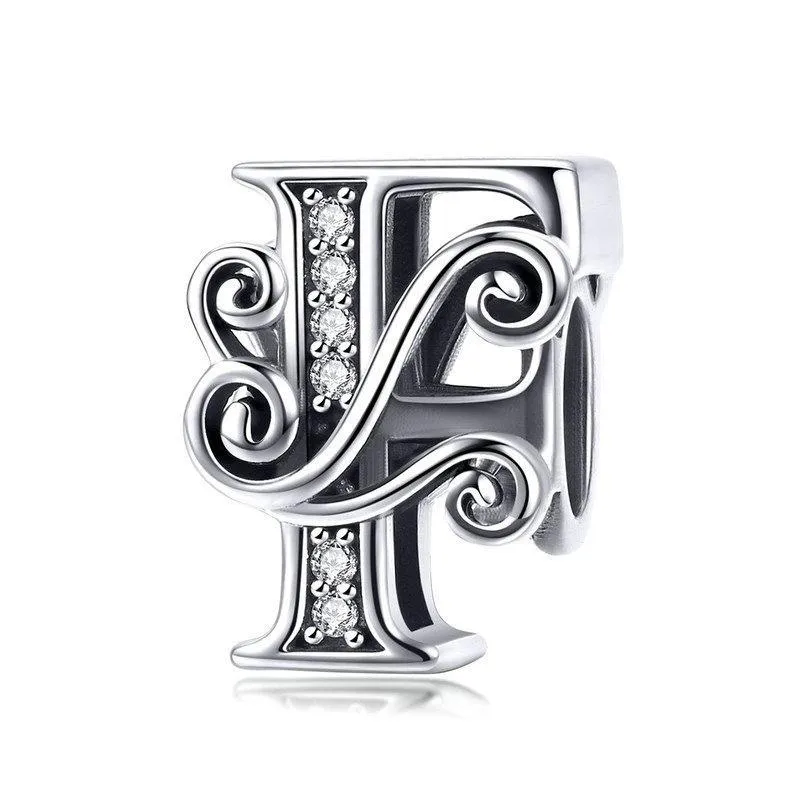 Diy Beaded Bracelet With Zircon Beads 26 Letters Style - F