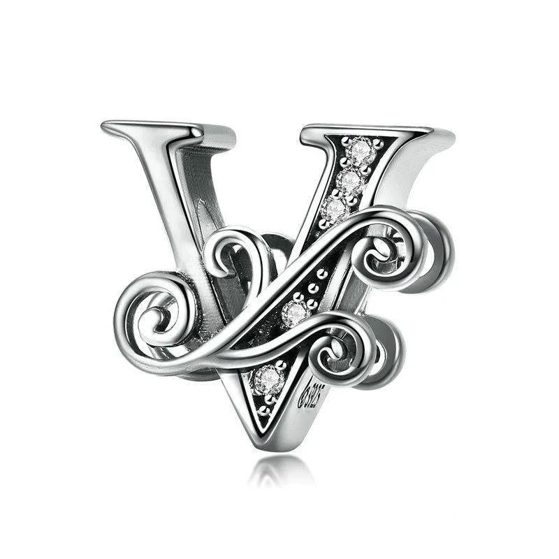Diy Bracelet Beaded Accessories 26 Letters Zircon Beads Style - V