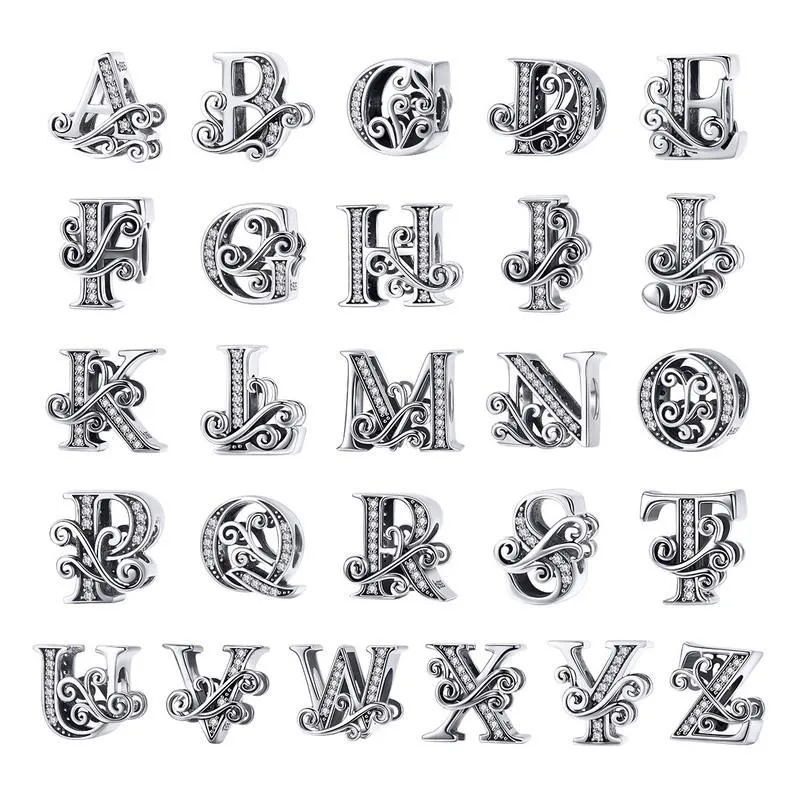 Diy Bracelet Beaded Accessories 26 Letters Zircon Beads Style - V