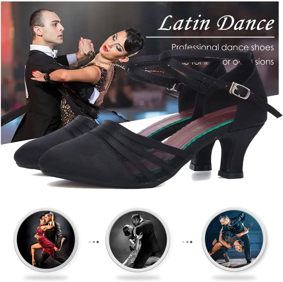DKZSYIM Glitter Women Latin Dance Shoes Closed Toe Ballroom Salsa Tango Practice Performence Party Dancing Shoes,Model CMJ-512