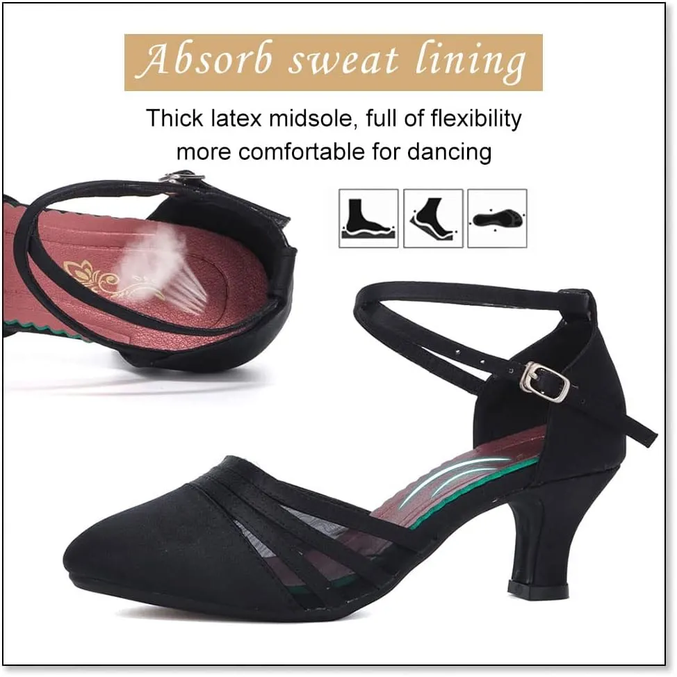 DKZSYIM Glitter Women Latin Dance Shoes Closed Toe Ballroom Salsa Tango Practice Performence Party Dancing Shoes,Model CMJ-512