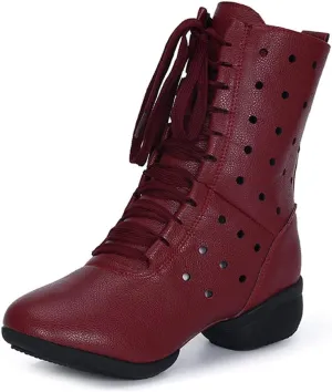 DKZSYIM Women's Leather Sailor Dance Shoes Boost Dance Sneaker/Modern Jazz Ballroom Performance Sports Shoes,Model YMJ-GBX