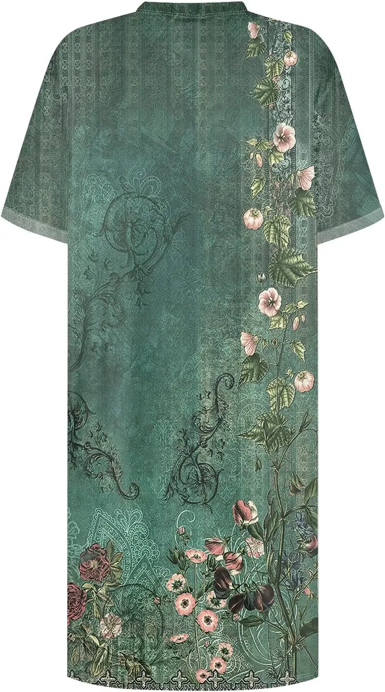 DPKLAD Womens Casual Summer T Shirt Dress Loose Short Sleeve Tunic Dress with Pocket for Women