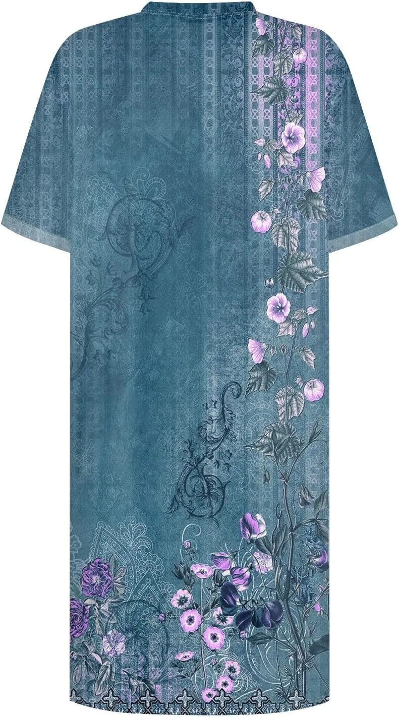 DPKLAD Womens Casual Summer T Shirt Dress Loose Short Sleeve Tunic Dress with Pocket for Women