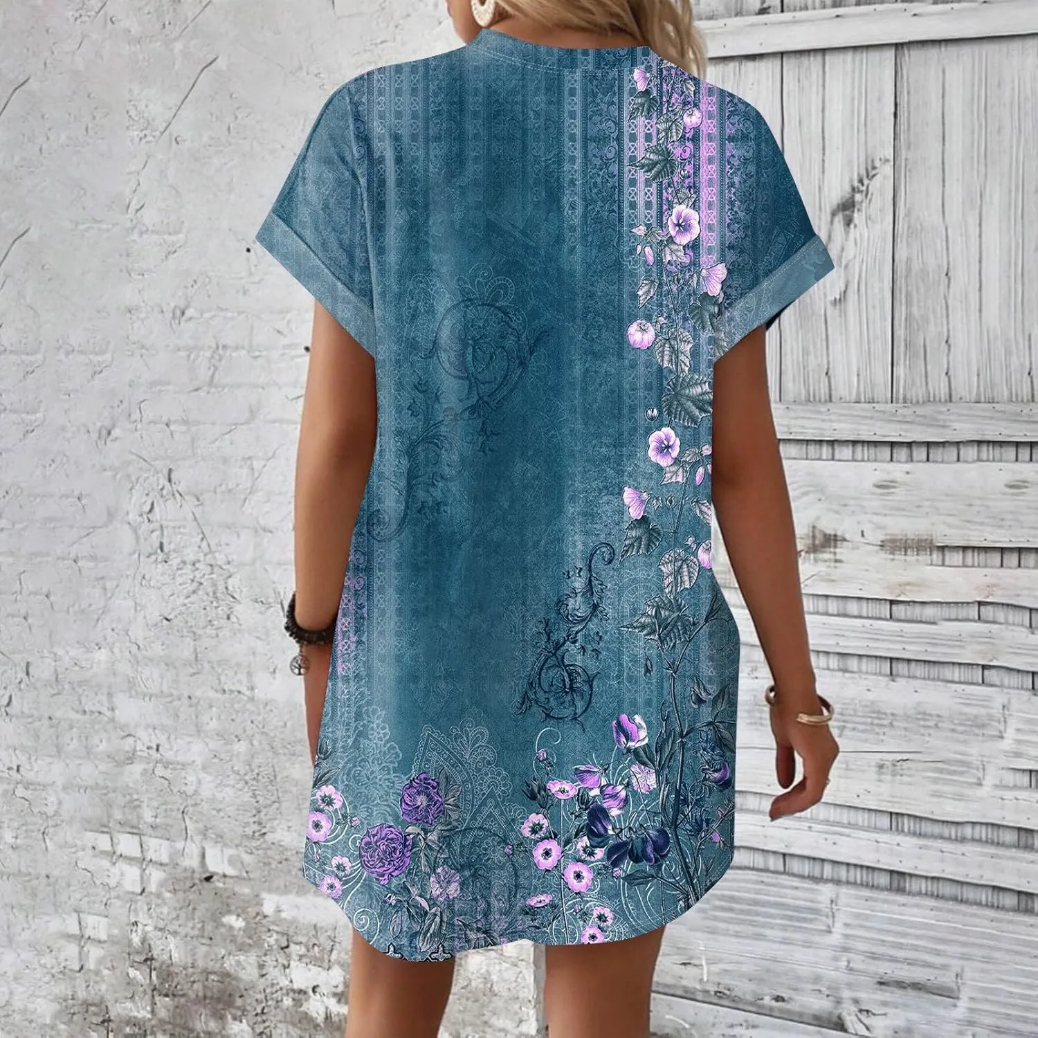 DPKLAD Womens Casual Summer T Shirt Dress Loose Short Sleeve Tunic Dress with Pocket for Women