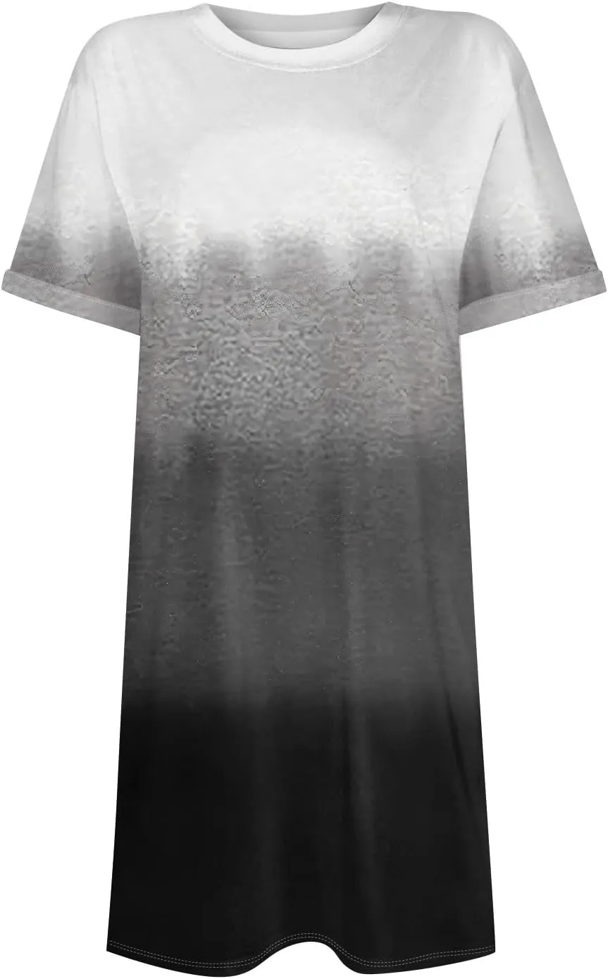 DPKLAD Womens Casual Summer T Shirt Dress Loose Short Sleeve Tunic Dress with Pocket for Women