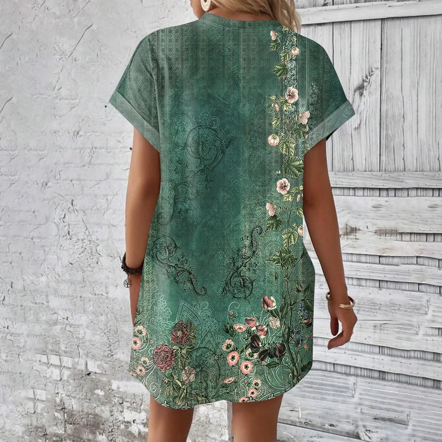 DPKLAD Womens Casual Summer T Shirt Dress Loose Short Sleeve Tunic Dress with Pocket for Women
