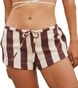 DSORVICD Women Striped Boxer Shorts Y2k Drawstring Low Elastic Lounge Shorts Baggy Pajamas Shorts Sleep Micro Shorts Bottom