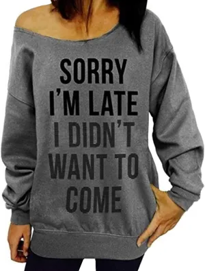 Dutebare Women Off Shoulder Sweatshirt Slouchy Shirt Long Sleeve Pullover Tops