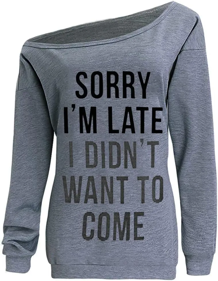 Dutebare Women Off Shoulder Sweatshirt Slouchy Shirt Long Sleeve Pullover Tops