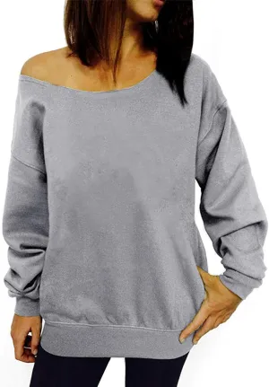Dutebare Women Off Shoulder Sweatshirt Slouchy Shirt Long Sleeve Pullover Tops