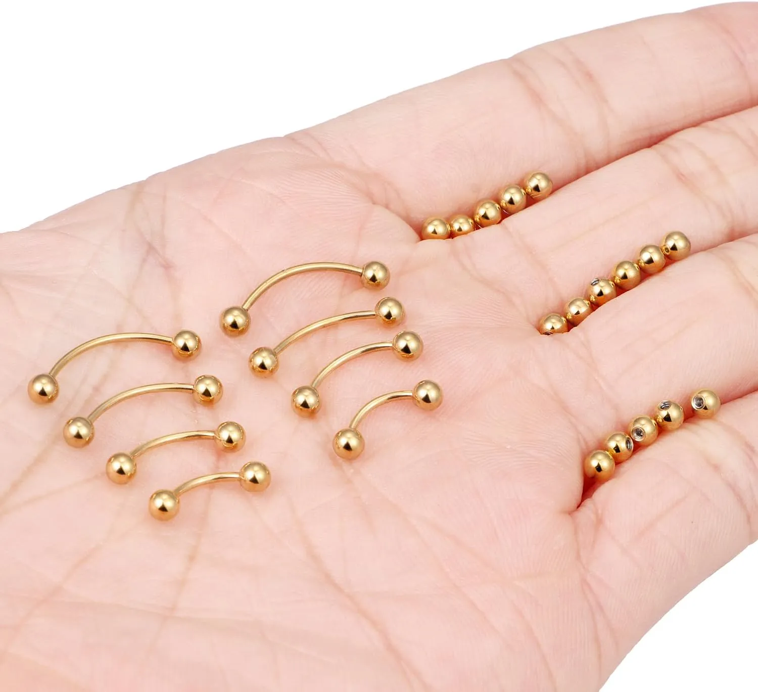 Dyknasz 20G 16G Eyebrow Piercing Jewelry Stainless Steel Vertical Labret Lip Jewelry Curved Barbell Rook Piercing Jewelry Small Belly Button Ring for Women Men