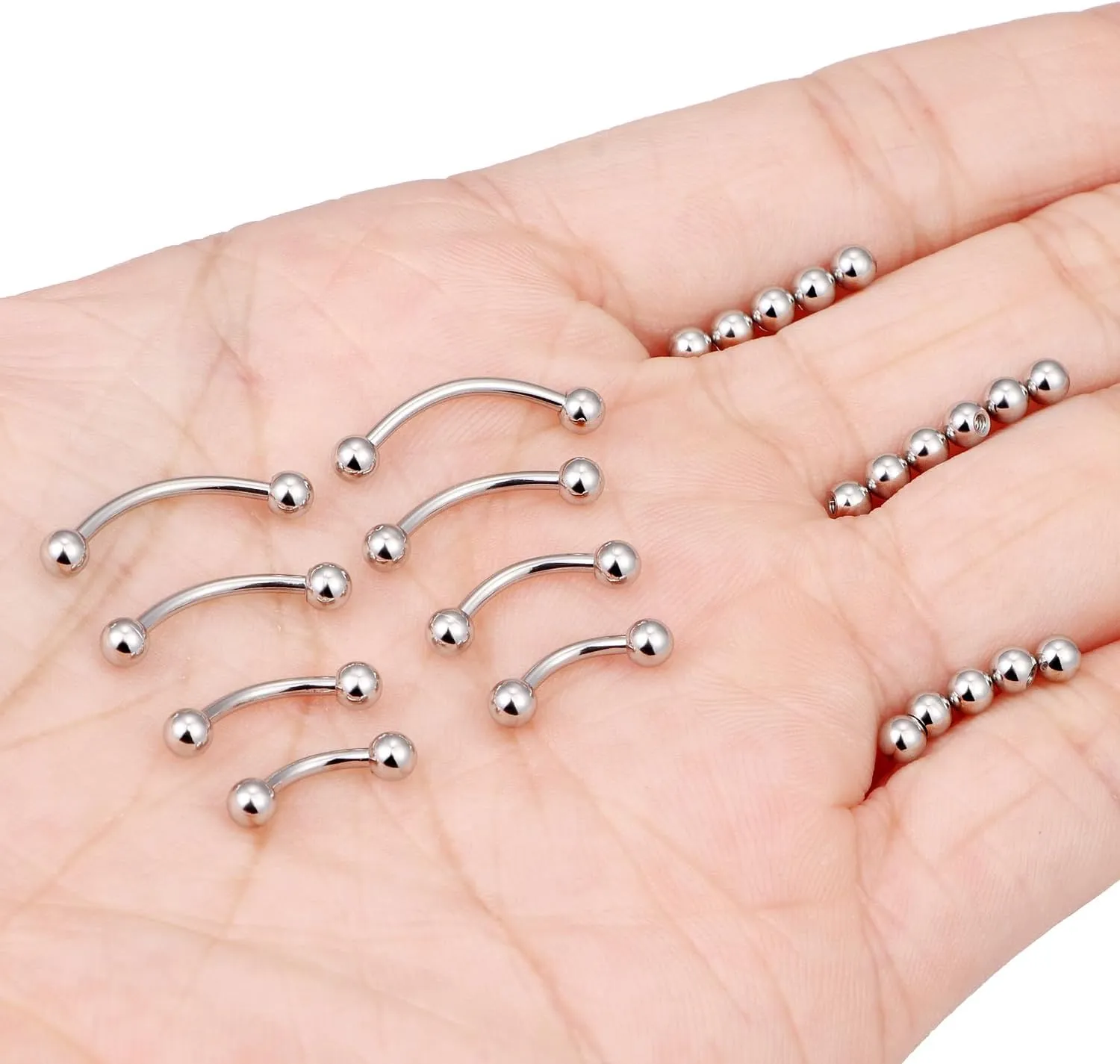 Dyknasz 20G 16G Eyebrow Piercing Jewelry Stainless Steel Vertical Labret Lip Jewelry Curved Barbell Rook Piercing Jewelry Small Belly Button Ring for Women Men