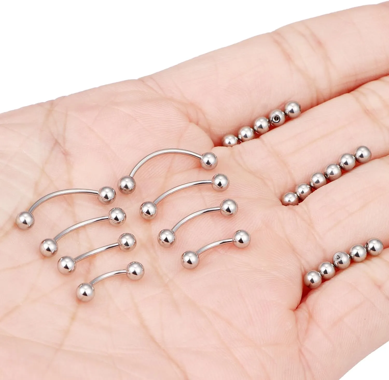 Dyknasz 20G 16G Eyebrow Piercing Jewelry Stainless Steel Vertical Labret Lip Jewelry Curved Barbell Rook Piercing Jewelry Small Belly Button Ring for Women Men