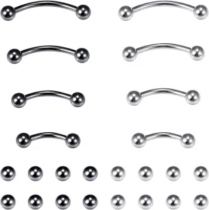 Dyknasz 20G 16G Eyebrow Piercing Jewelry Stainless Steel Vertical Labret Lip Jewelry Curved Barbell Rook Piercing Jewelry Small Belly Button Ring for Women Men
