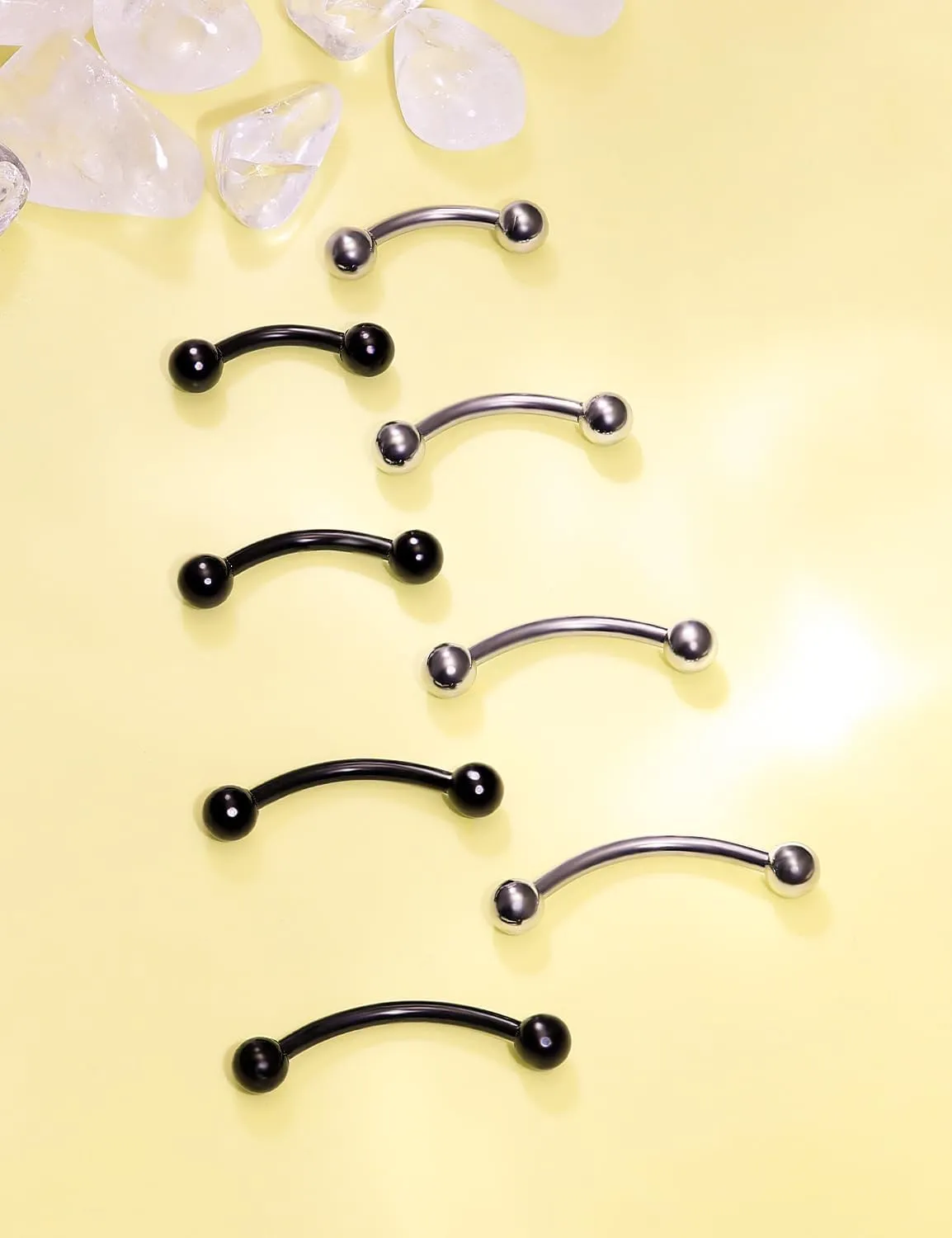 Dyknasz 20G 16G Eyebrow Piercing Jewelry Stainless Steel Vertical Labret Lip Jewelry Curved Barbell Rook Piercing Jewelry Small Belly Button Ring for Women Men