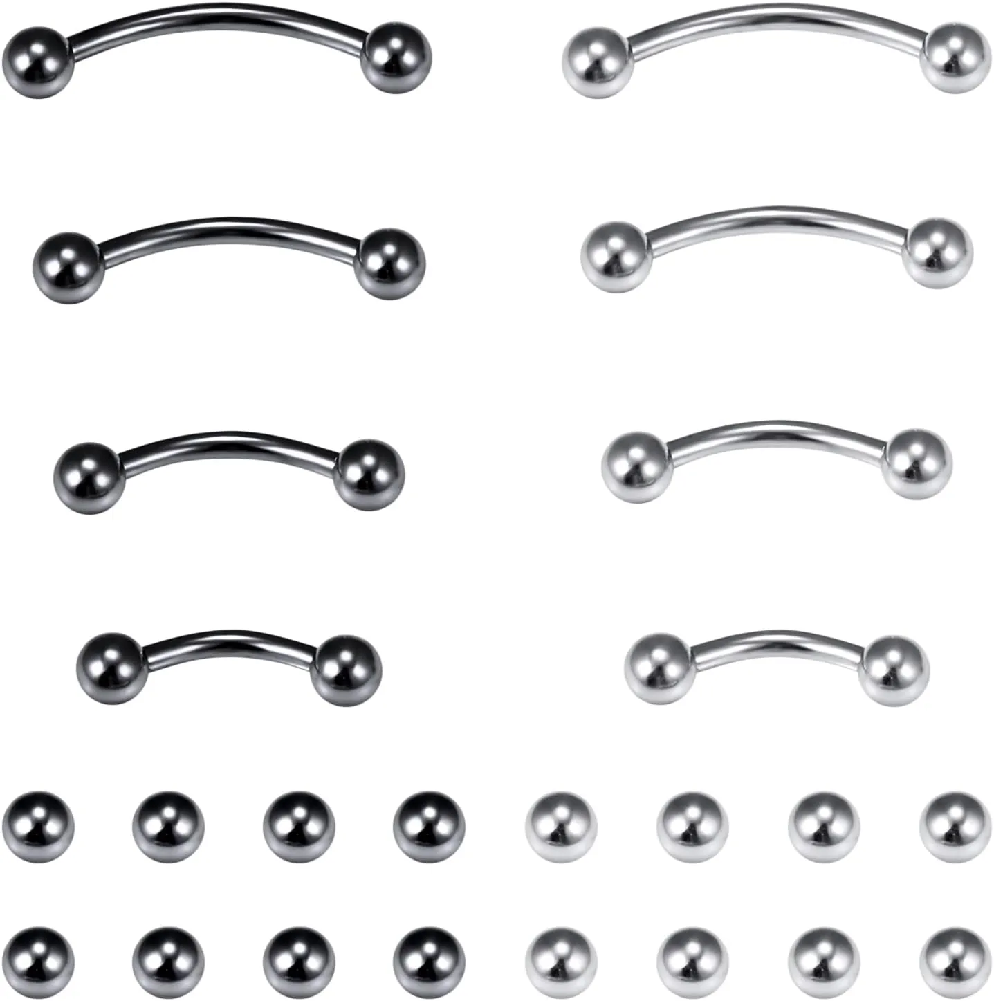 Dyknasz 20G 16G Eyebrow Piercing Jewelry Stainless Steel Vertical Labret Lip Jewelry Curved Barbell Rook Piercing Jewelry Small Belly Button Ring for Women Men