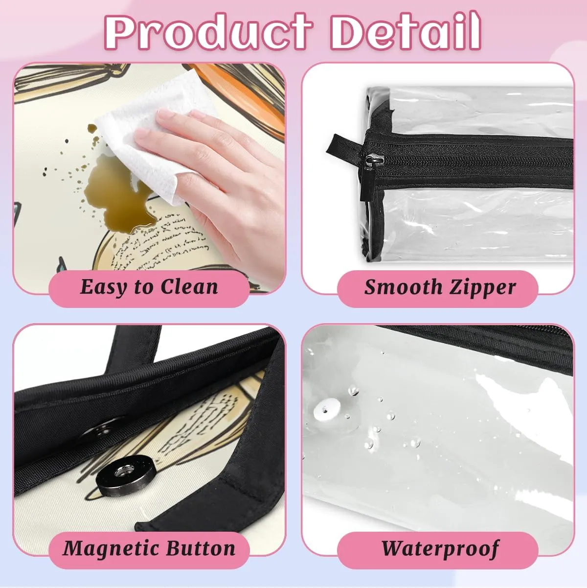 Education Books Foldable Toiletry Bag with Detachable Removable Pouches Hanging 4 in 1 Roll Up Large Makeup Toiletry Organizer Storage Bag with Handle