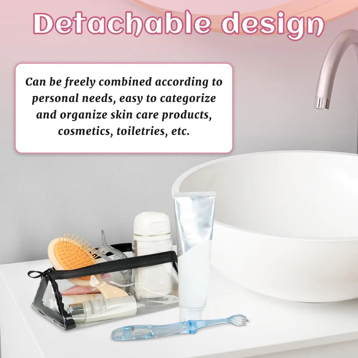 Education Books Foldable Toiletry Bag with Detachable Removable Pouches Hanging 4 in 1 Roll Up Large Makeup Toiletry Organizer Storage Bag with Handle