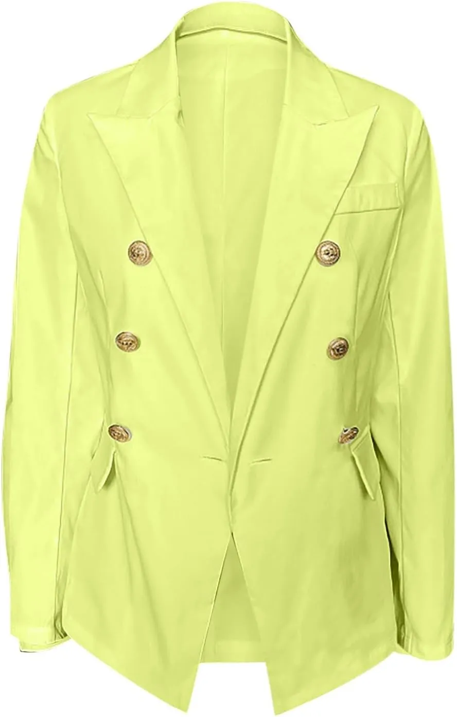 Elegant Business Office Work Jackets Solid Button Suit Blazers for Women Thin Fall Coat Casual Cardigan Outerwear