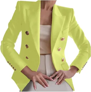 Elegant Business Office Work Jackets Solid Button Suit Blazers for Women Thin Fall Coat Casual Cardigan Outerwear