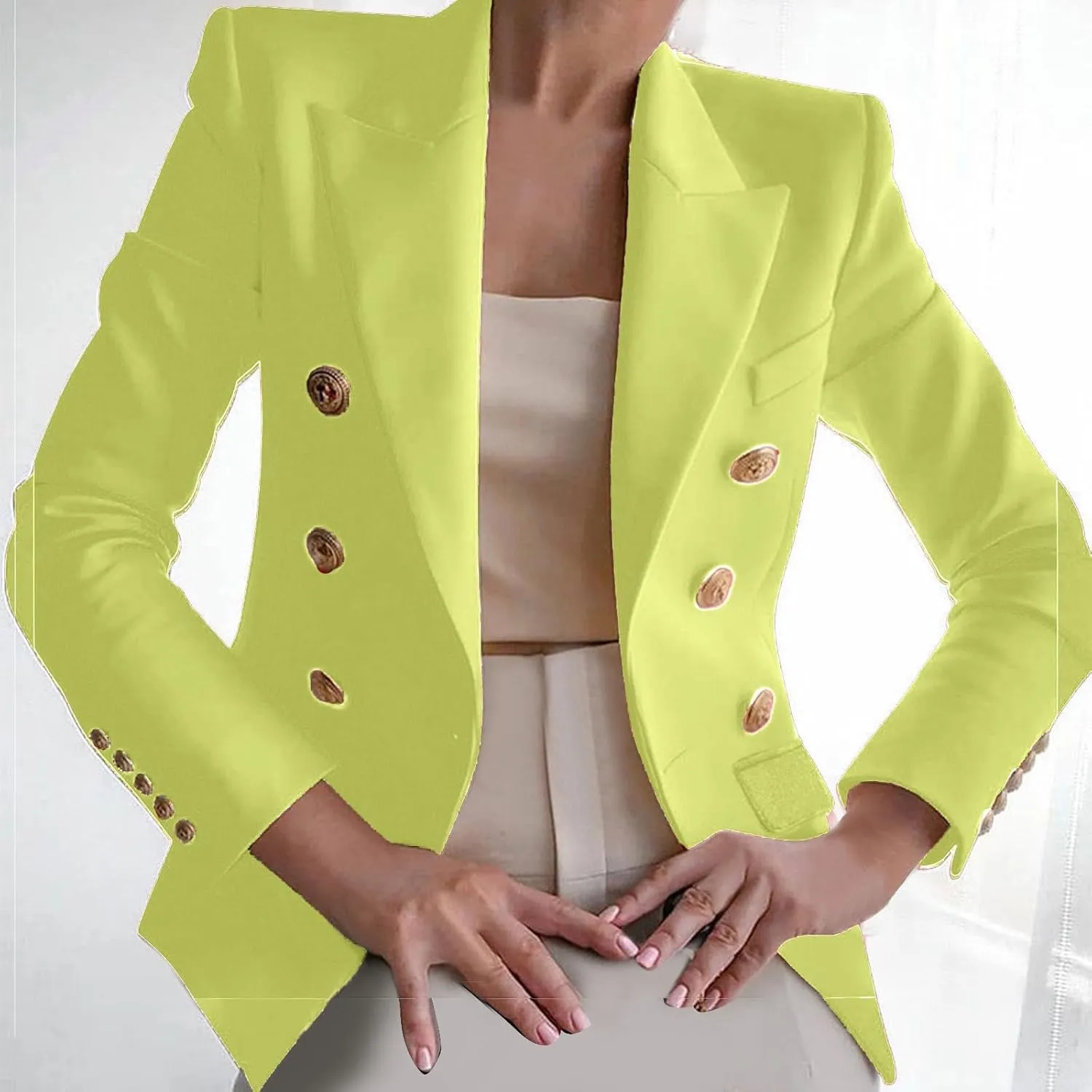 Elegant Business Office Work Jackets Solid Button Suit Blazers for Women Thin Fall Coat Casual Cardigan Outerwear