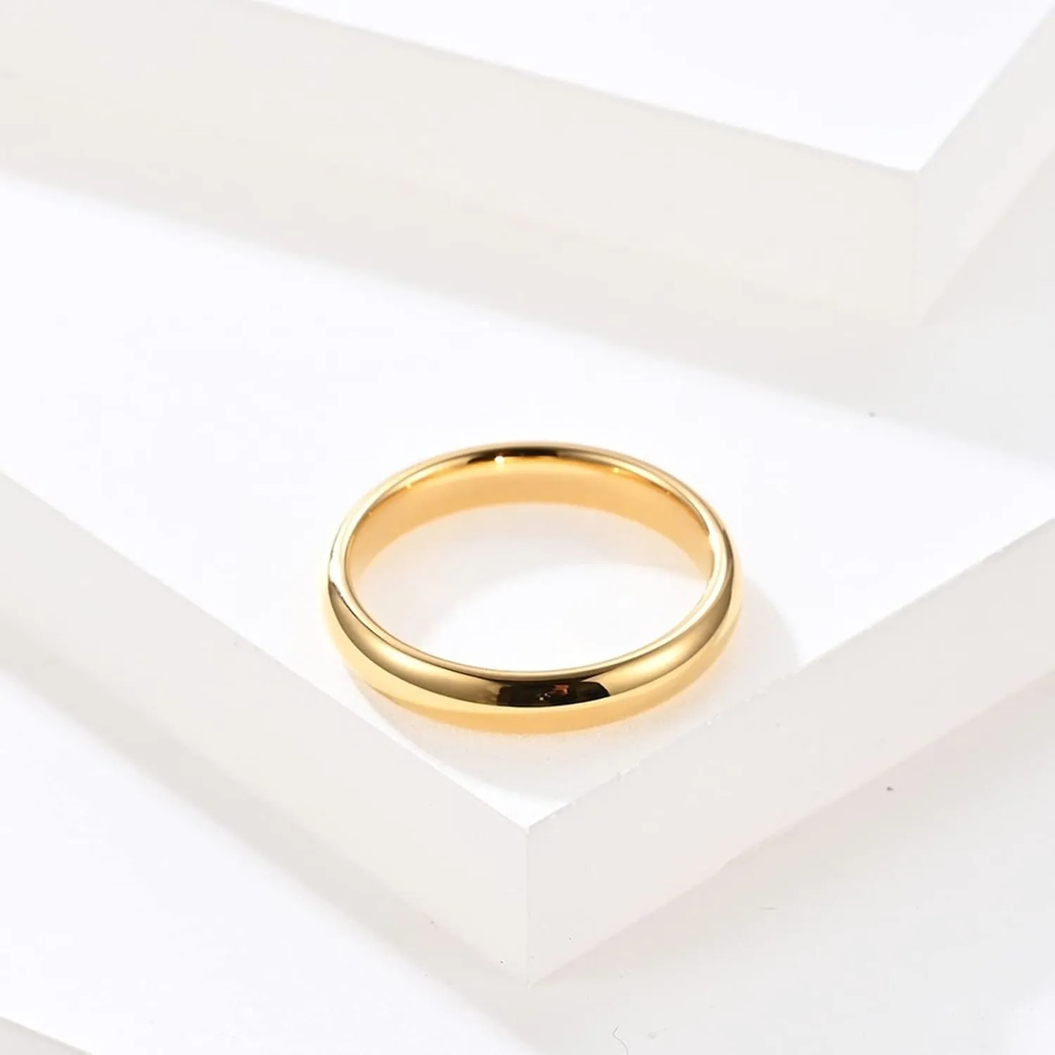 Epinki Ring Gold Band, 4MM Tungsten Polished Ring Jewelry Wedding Rings 2PCS Couples Jewelry