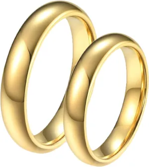 Epinki Ring Gold Band, 4MM Tungsten Polished Ring Jewelry Wedding Rings 2PCS Couples Jewelry