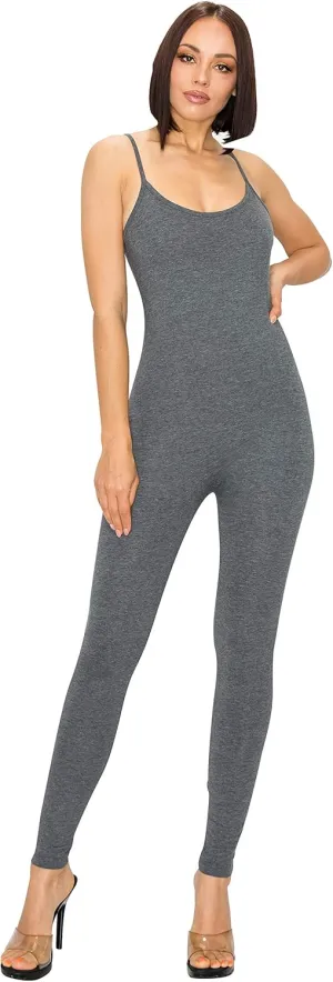 EttelLut Spaghetti Strap Bodycon Tank One Piece Stretch Yoga Jumpsuits Rompers Playsuit