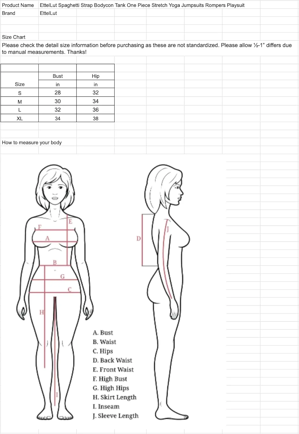 EttelLut Spaghetti Strap Bodycon Tank One Piece Stretch Yoga Jumpsuits Rompers Playsuit