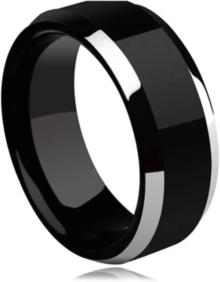 European and American Tungsten Steel Ring Fashionable Men's Jewelry Single Men's Black Ring Jewelry