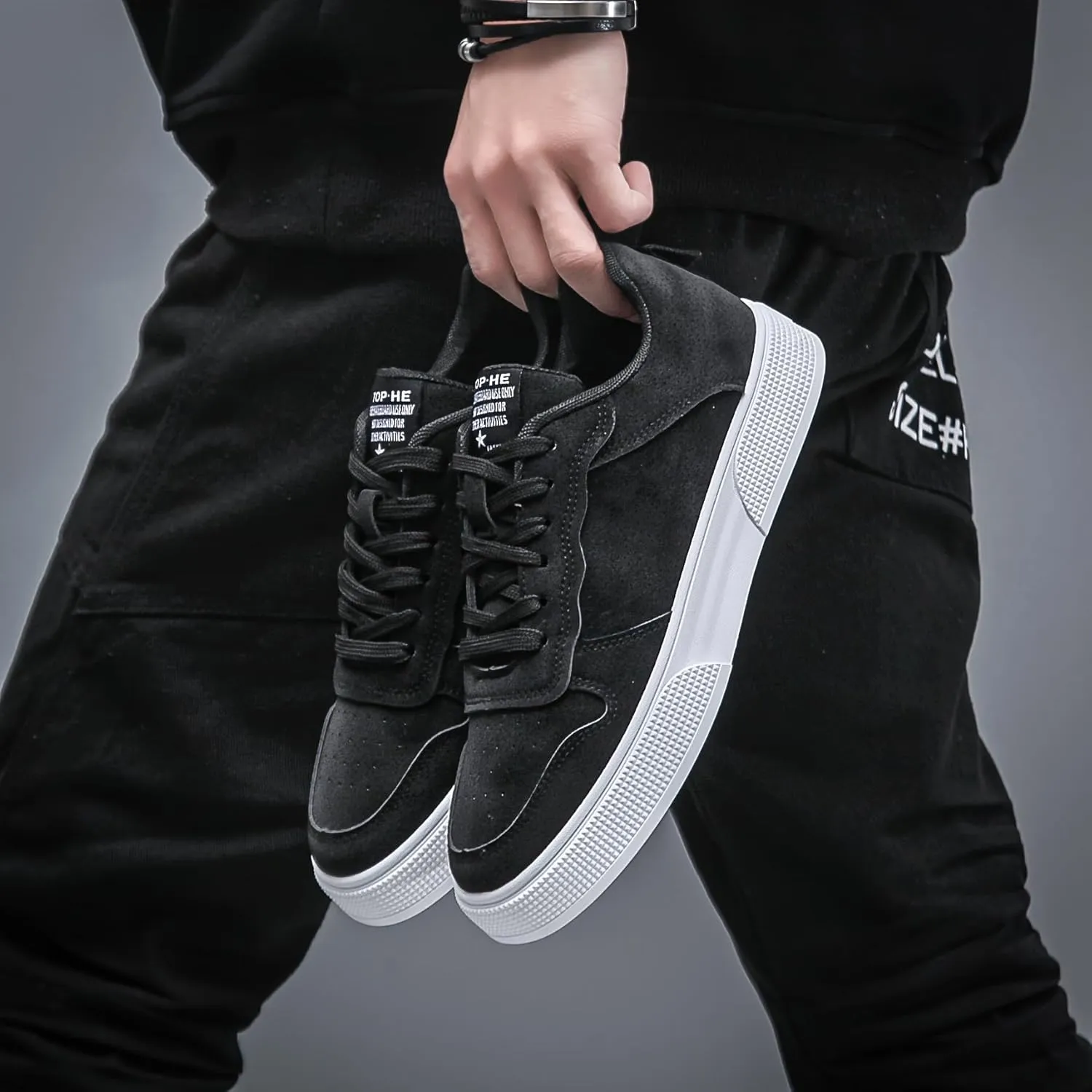 Everyday Comfort Men's Casual Lace-Up Sneakers - Olive Green Low-Top Skate Shoes with White Sole, Breathable Fabric Lining, and Durable PVC Outsole for All-Day Comfort