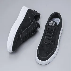 Everyday Comfort Men's Casual Lace-Up Sneakers - Olive Green Low-Top Skate Shoes with White Sole, Breathable Fabric Lining, and Durable PVC Outsole for All-Day Comfort