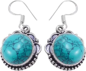 Fabulous!! 925 Sterling Silver Plated Handmade Jewelry Manufacturer Minimalist Jewelry Turquoise Fish-hook Earring