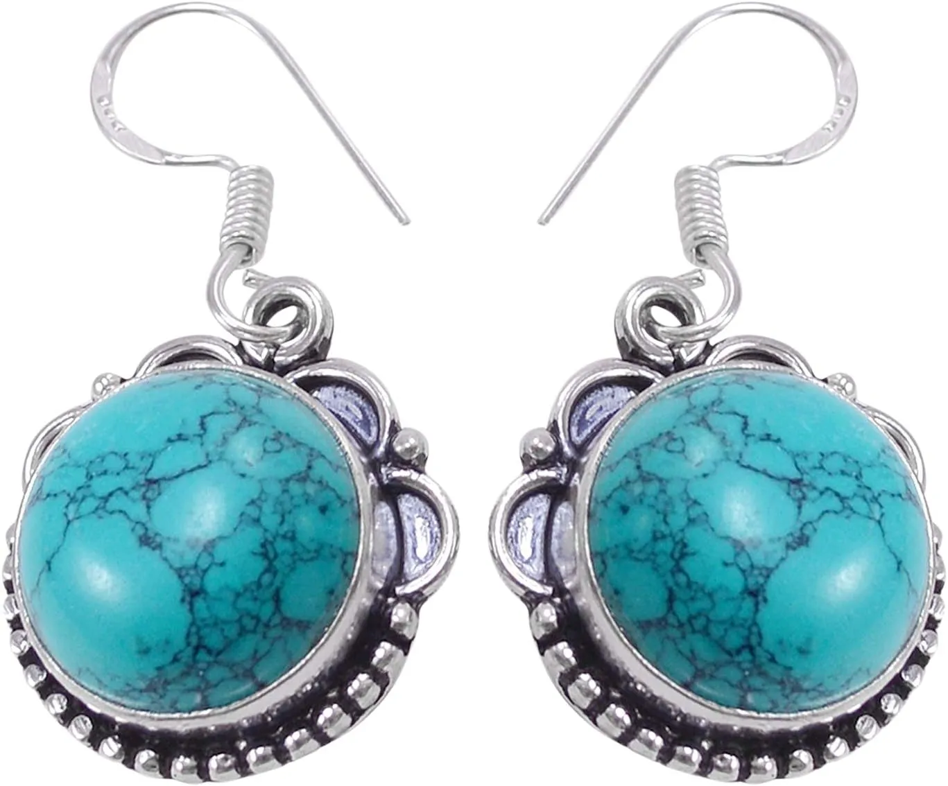 Fabulous!! 925 Sterling Silver Plated Handmade Jewelry Manufacturer Minimalist Jewelry Turquoise Fish-hook Earring