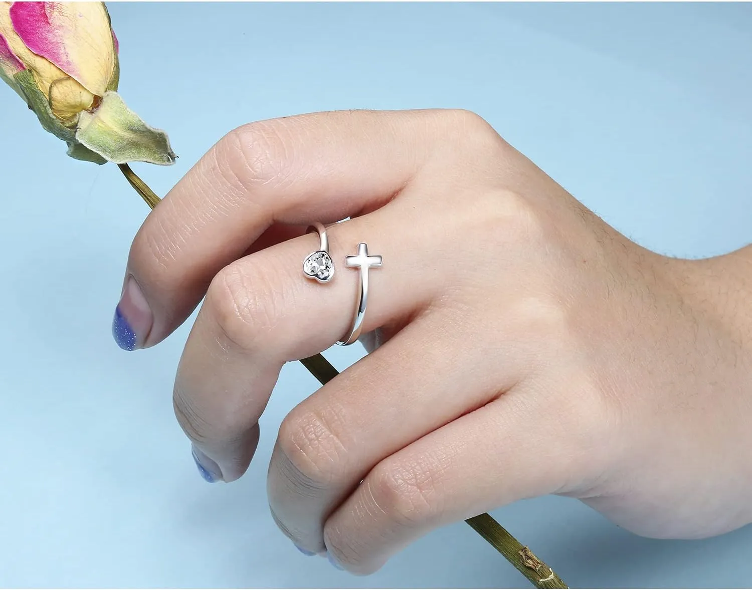 Faith Hope Love Jewelry for Women: 925 Sterling Silver Cross Ring Inspirational Jewelry Gift