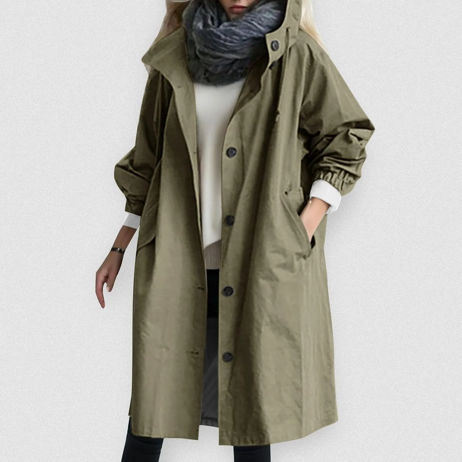 Fall Fashion for Women 2025 Trendy Women's Double Breasted Long Trench Coat Windproof Classic Lapel Slim Overcoat with Belt