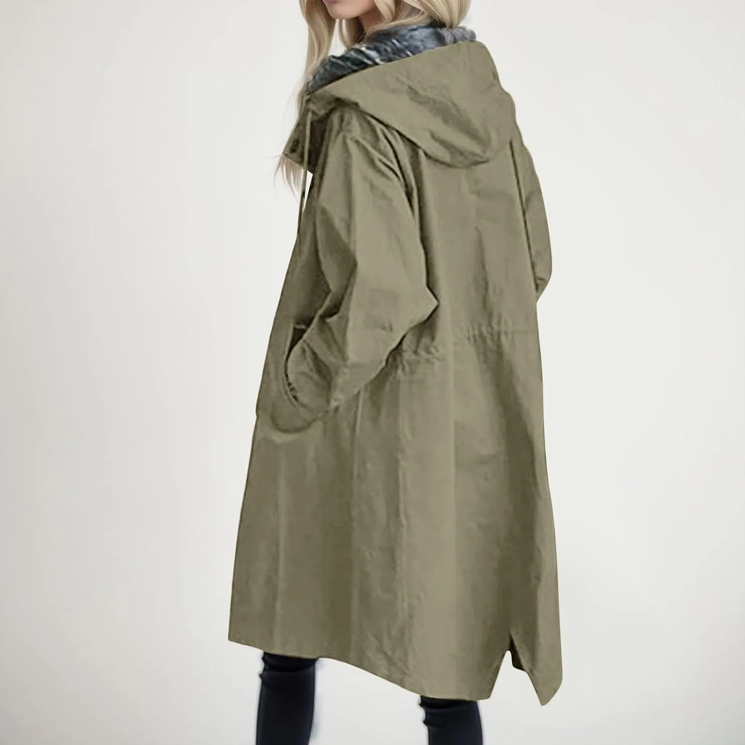 Fall Fashion for Women 2025 Trendy Women's Double Breasted Long Trench Coat Windproof Classic Lapel Slim Overcoat with Belt