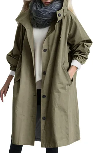 Fall Fashion for Women 2025 Trendy Women's Double Breasted Long Trench Coat Windproof Classic Lapel Slim Overcoat with Belt