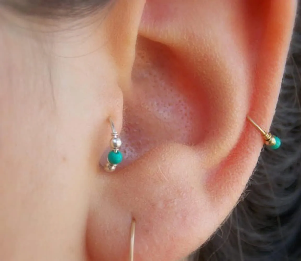 Fashion Jewelry 10/12 mm Stainless Steel Turquoise Nostril Hoop Nose Earring Piercing Jewelry