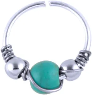 Fashion Jewelry 10/12 mm Stainless Steel Turquoise Nostril Hoop Nose Earring Piercing Jewelry