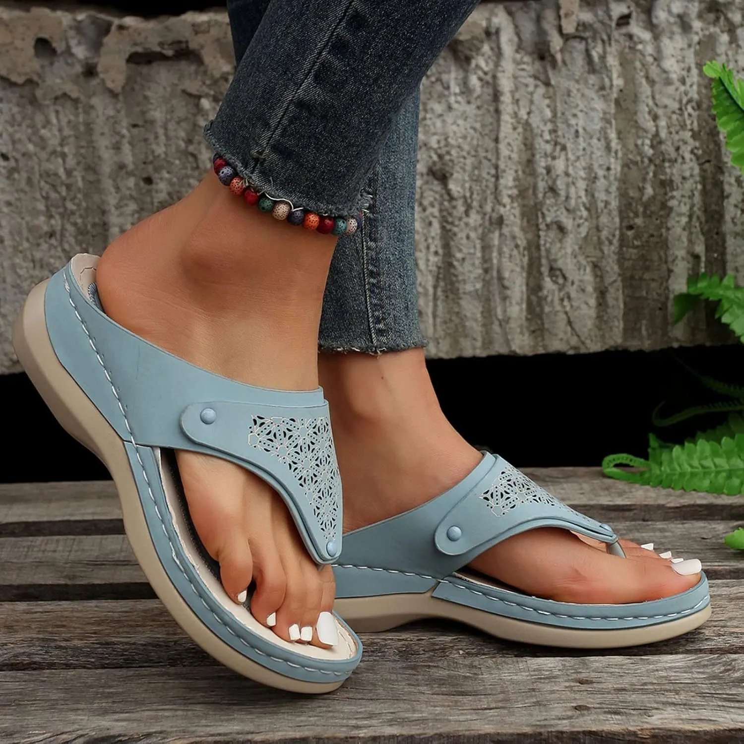 Fashion Women Summer Solid Wedges Breathable Slip On Open Toe Sandals Comfortable Beach Womens Shoes Sandals
